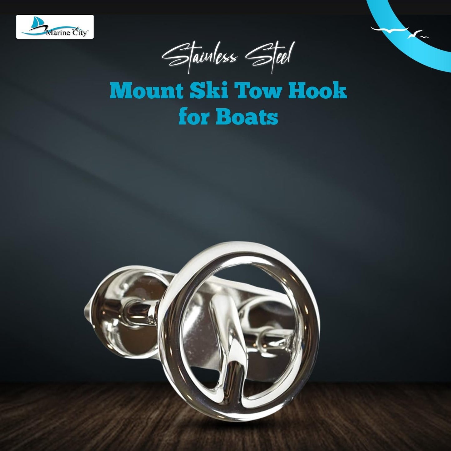 MARINE CITY Ski Tow Hook – 316 Stainless Steel, 2-1/2” Ring (Pack of 2)
