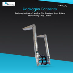 MARINE CITY 3-Step Telescoping Drop Ladder 304 Stainless Steel, 400 lbs Capacity
