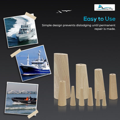 MARINE CITY Boat Emergency Tapered Soft Wood Thru-Hull Plugs Kit – Pack of 10 Marine City Hardware
