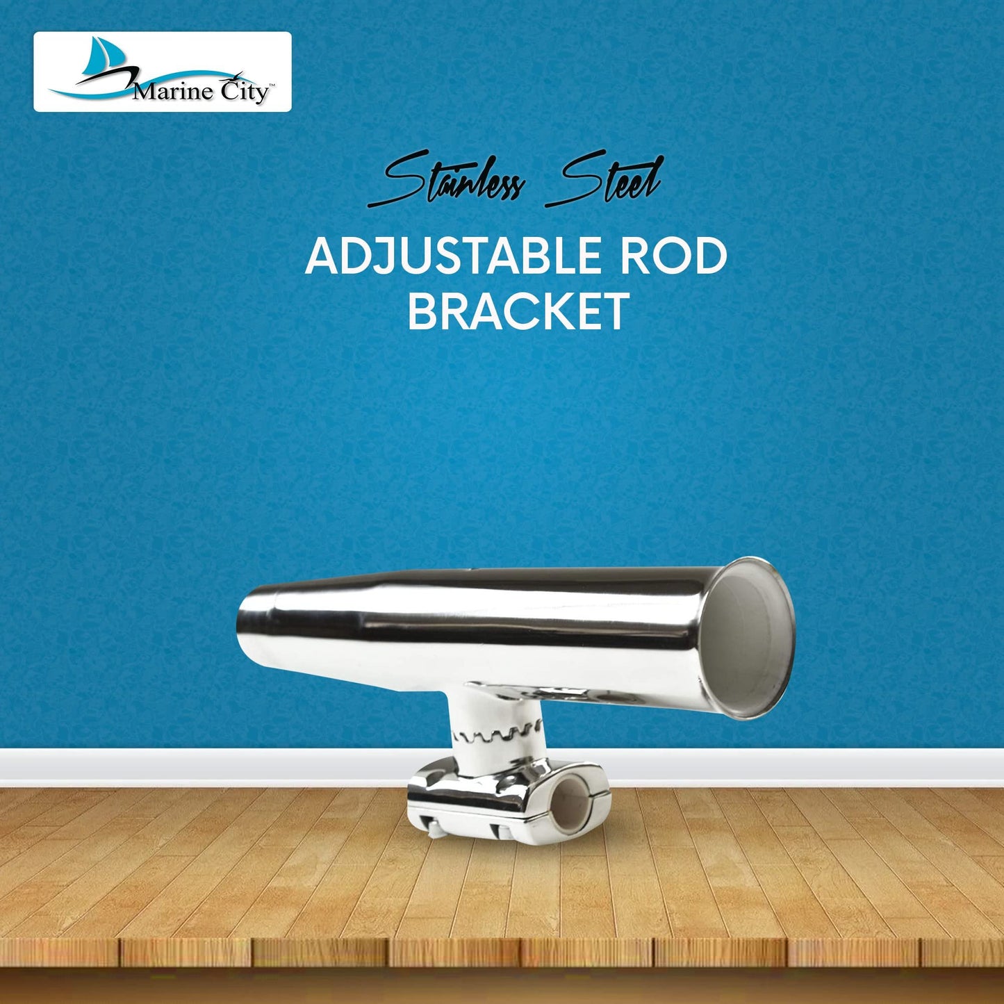 MARINE CITY 316 Stainless Steel Adjustable Clamp-On Rod Holder (Pack of 2)