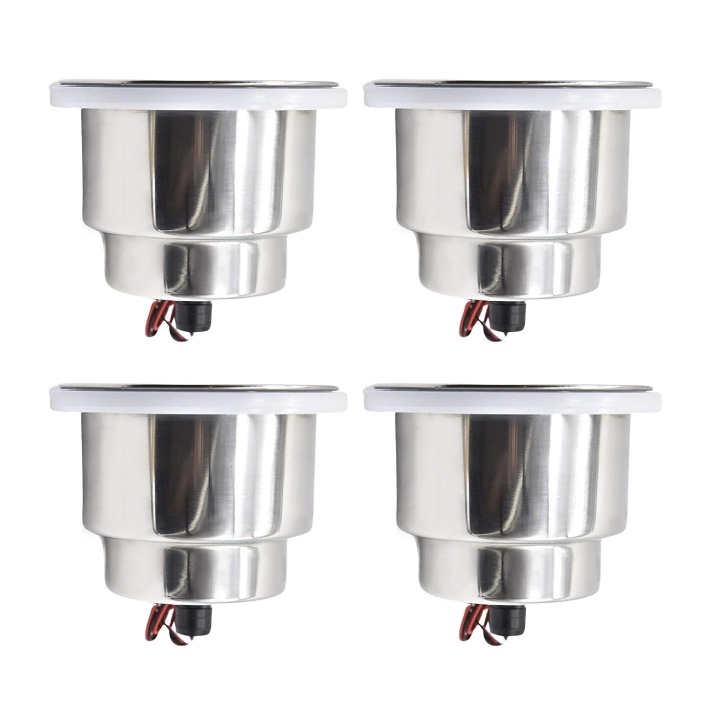 Marine City Stainless Steel Green LED Cup Holder with Drain Corrosion-Resistant Marine City