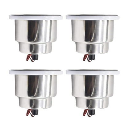 Marine City Stainless Steel Green LED Cup Holder with Drain Corrosion-Resistant Marine City