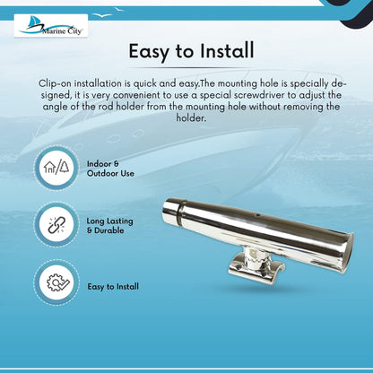 MARINE CITY 316 Stainless Steel Adjustable Clamp-On Rod Holder (Pack of 2)