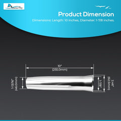 Marine City Aluminum Flared White Vinyl Insert Weld-On Rod Holder L: 10” Dia.:1-7/8” (2PCS)