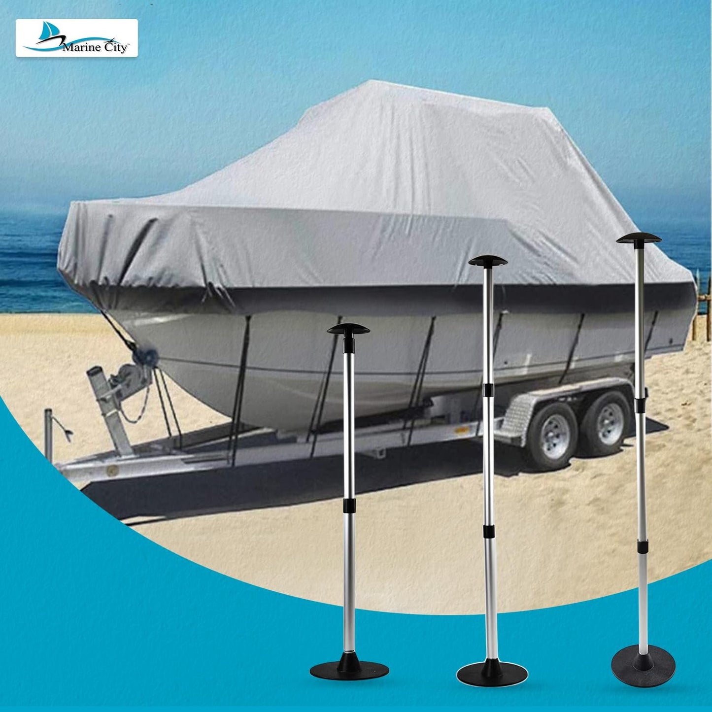 Marine City Aluminum Telescoping Boat Cover Support Pole – 3 Section Adjustable