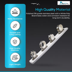 Marine City 4-Rod Reel Fishing Rod Storage Hanger Rack – 316 Stainless Steel