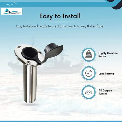 MARINE CITY Flush Mount Fishing Rod Holder – Stainless Steel, 90° Flange Marine City