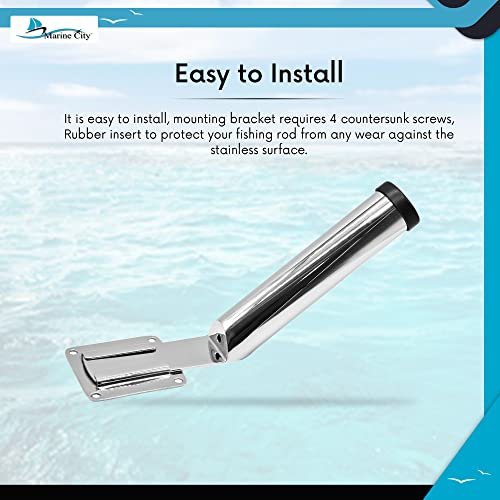 MARINE CITY Stainless Steel Slide Mount Removable Fishing Rod Holder, 8-1/2”