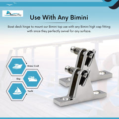MARINE CITY Stainless Steel Swivel Bimini Top Hinges with Removable Pin (2Pcs)