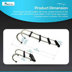 Marine City 4-Step Stainless Steel Telescoping Ladder – Removable Gunwale Hook