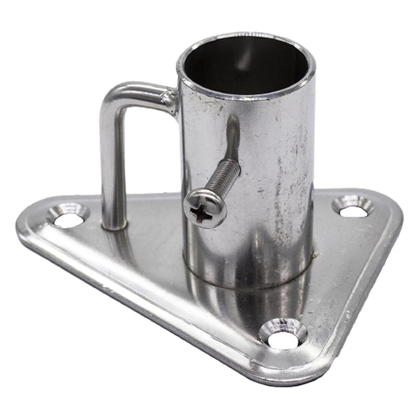 Marine City Stainless Steel 90° Stanchion Socket – Triangular Base, Ø 1” Pipe