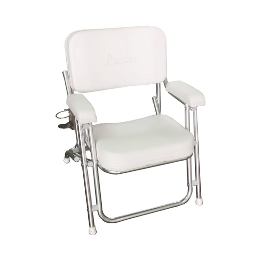 Marine City Aluminum Portable Folding Boat Deck Chair – Cushioned Foam Seat Marine City