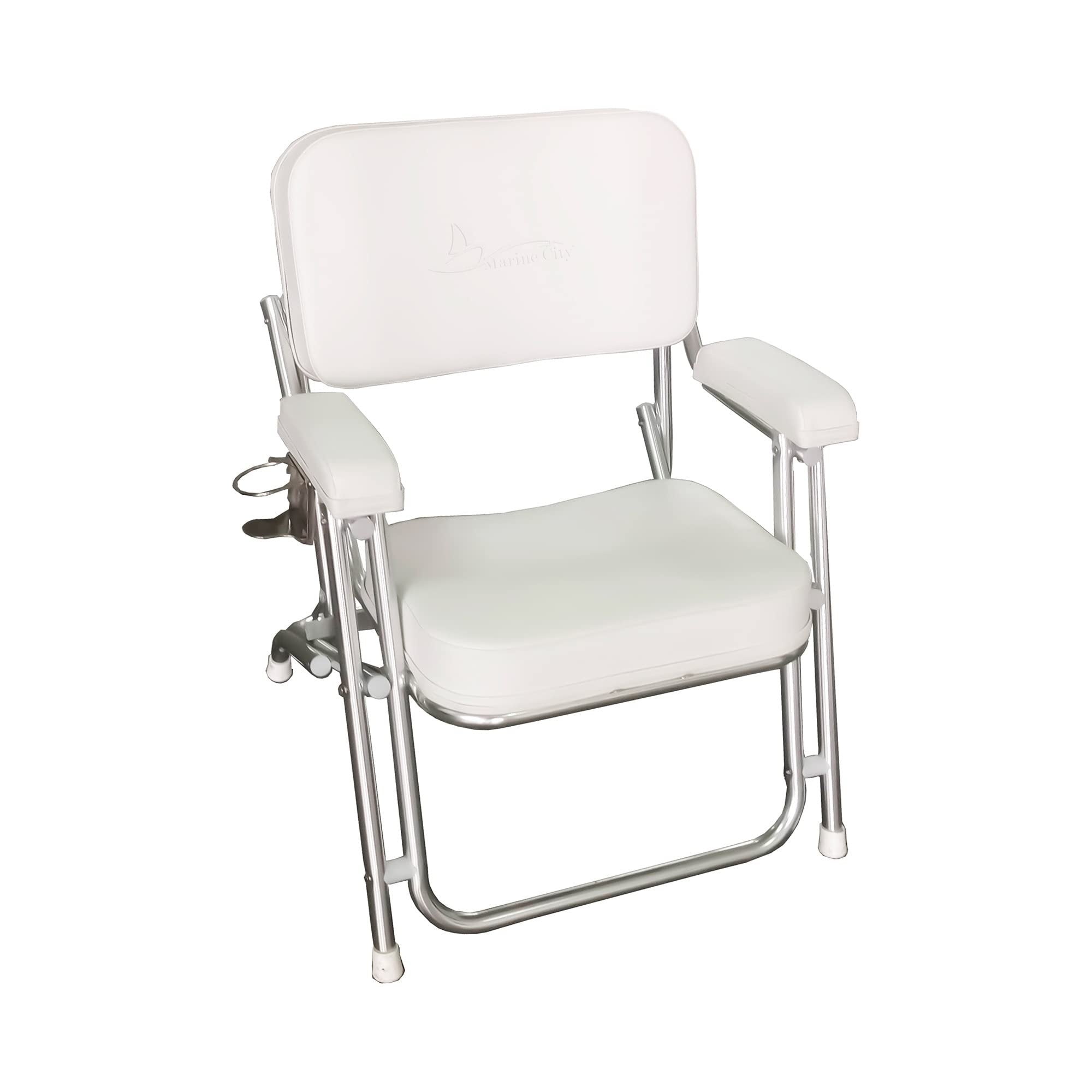 Silla de playa acolchada plegable portátil de aluminio Marine City para cubierta de barco