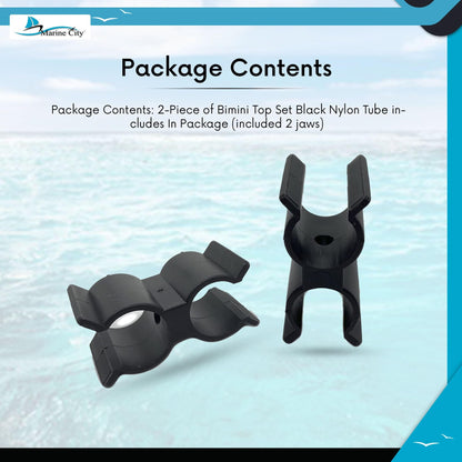 Marine City Black Nylon Bimini Pole & Ladder Clips – 7/8"-1" Tubing (Pack of 2)