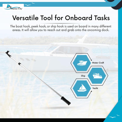 Marine City 2-Step Telescoping Boat Hook – Anodized Aluminum, Adjustable