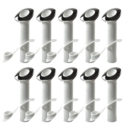 MARINE CITY Soporte de varilla de montaje empotrado de nailon blanco de 30°/estabilizado UV con tapa y junta de acero inoxidable 316 (10 piezas)