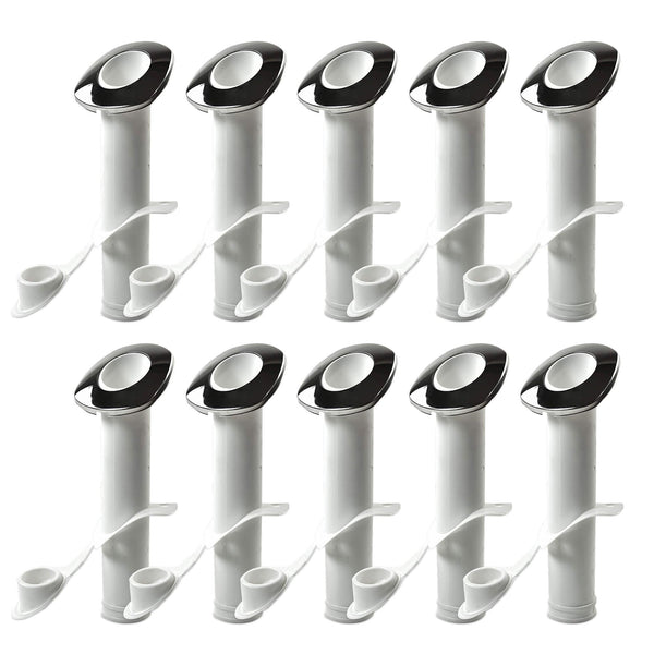 MARINE CITY White Nylon Flush Mount Rod Holder – UV Stabilized 30° (Pack of 10)