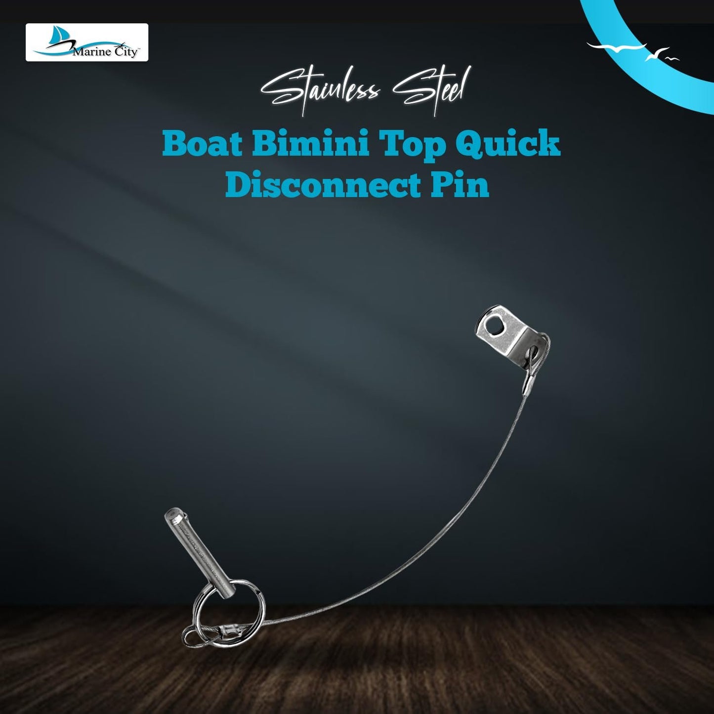 Marine City 304 Stainless Steel Bimini Top Quick Release Pin with Cable