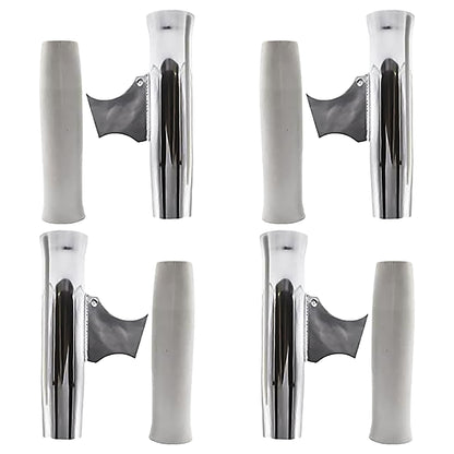 Marine City Soporte para caña de pescar con inserto de vinilo blanco soldado acampanado de aluminio L: 10" de diámetro: 1-7/8" (paquete de 4) 
