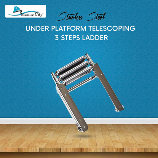 MARINE CITY Under-Platform Telescoping Retractable 3 Step Ladder Stainless Steel