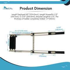 Marine City Escalera de embarque telescópica deslizante de plataforma de 3 escalones de acero inoxidable para barco