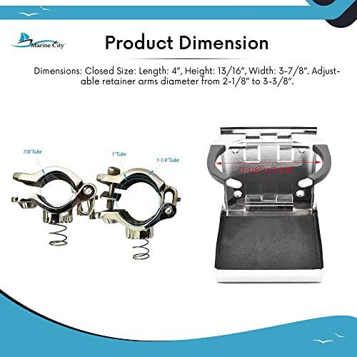 Marine City Stainless Steel Multi-Functional Adjustable Small Folding Cup Holder