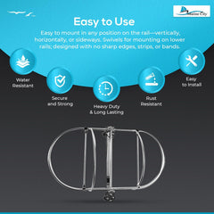 Marine City Marine Soporte doble para guardabarros de acero inoxidable (guardabarros de 9 pulgadas de diámetro)
