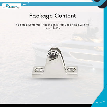 MARINE CITY Bimini Top Deck Hinge with Removable Pin – 316 Stainless Steel Marine City Hardware