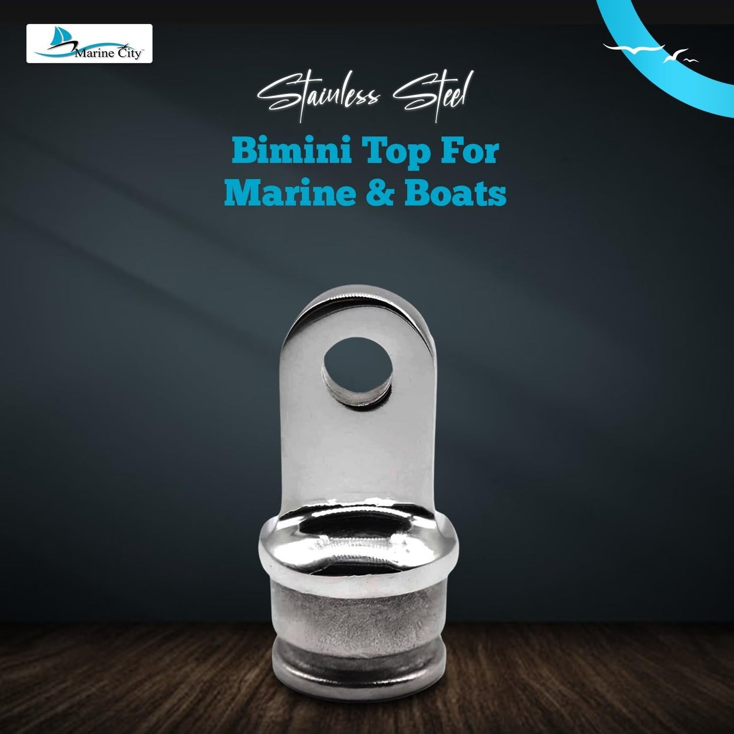 Marine City 316 Stainless Steel Bimini Top Round Inside Eye End Fits 1” Tubes Marine City Hardware