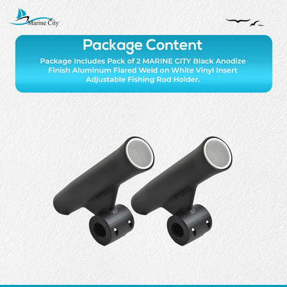 Marine City Adjustable Fishing Rod Holder, 7/8"-1" Rails, Anodized Aluminum Marine City