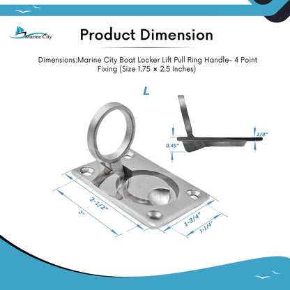 Marine City Locker Lift Pull Ring Handle – 316 Stainless Steel, 1.75 × 2.5" Marine City