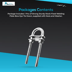 Marine City Stern Bow Eye Tie Down U-Bolt–304 Stainless Steel Welding Plate 4.5