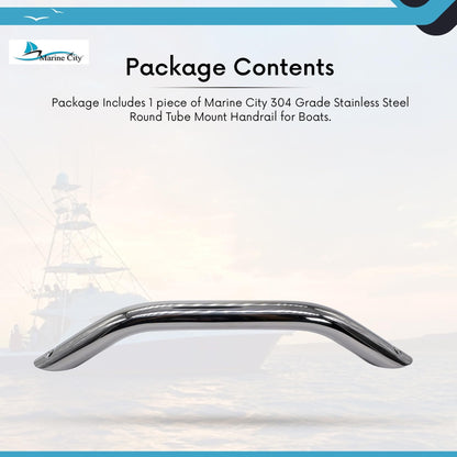 Marine City 304 Stainless Steel Boat Grab Handle – 12” Round Tube Handrail MARINE CITY