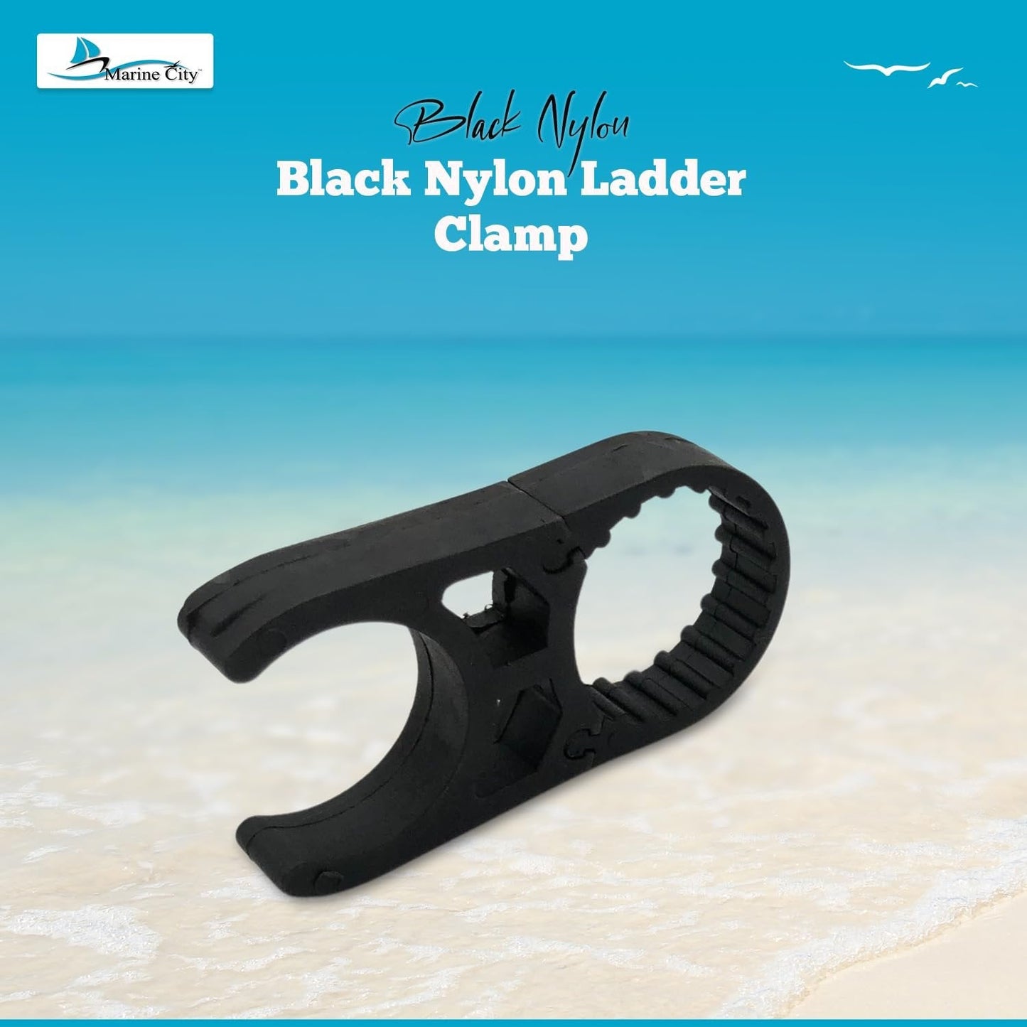 MARINE CITY Black Nylon Ladder Clamp for 1" Tubes, Durable, Secure, Easy Installation, Compatible with Boarding & Swim Ladders MARINE CITY