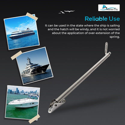 Marine City Ajustador de resorte de escotilla de servicio pesado marino de acero inoxidable 304 con perno en U y placa en forma de L 8-7/16"(214,0 mm)