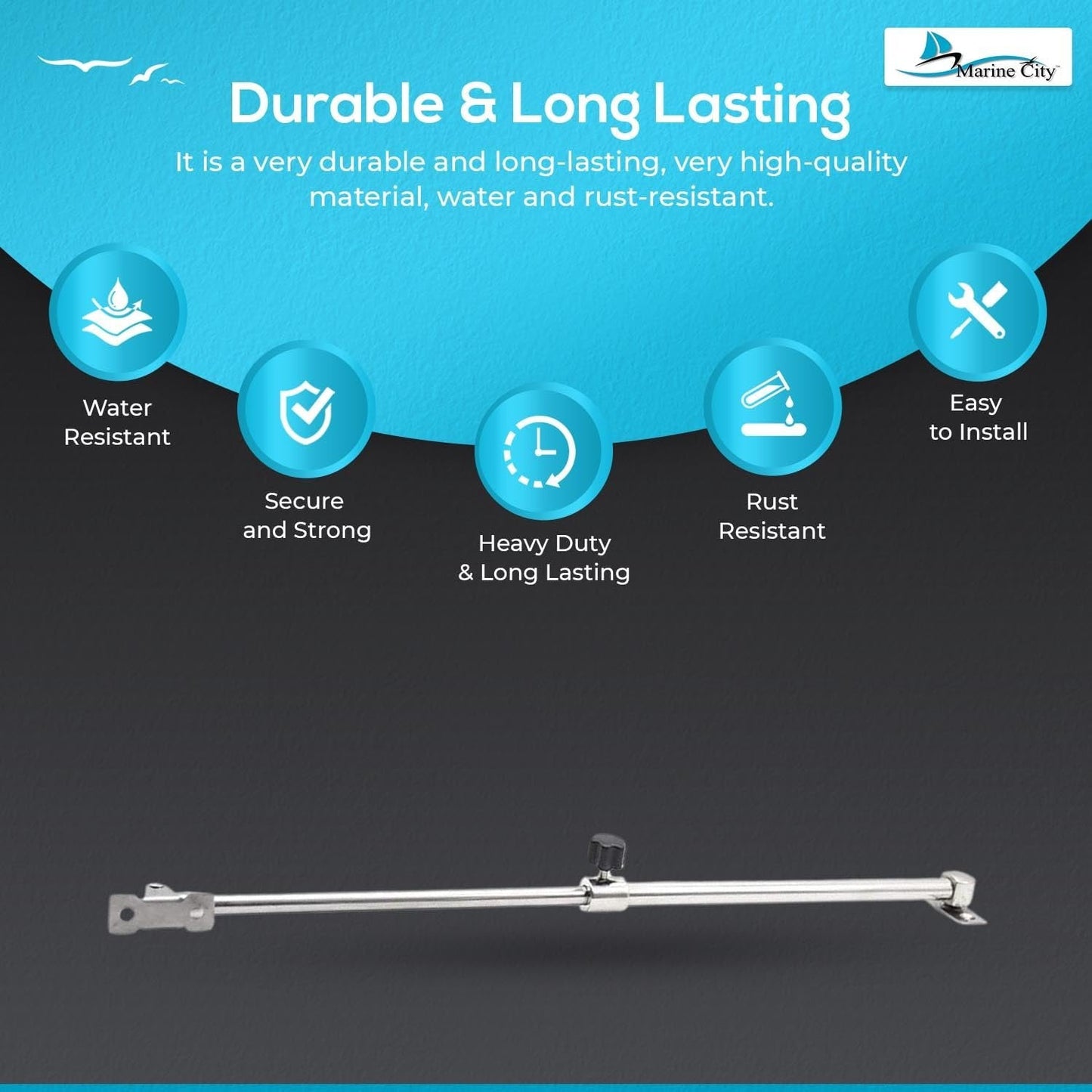 Marine City Stainless-Steel Telescoping Hatch Window Adjuster 13 Inch–23.5 Inch Marine City