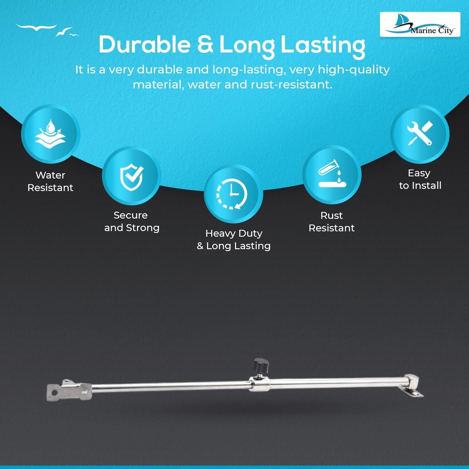 Marine City Stainless-Steel Telescoping Hatch Window Adjuster 13 Inch–23.5 Inch Marine City