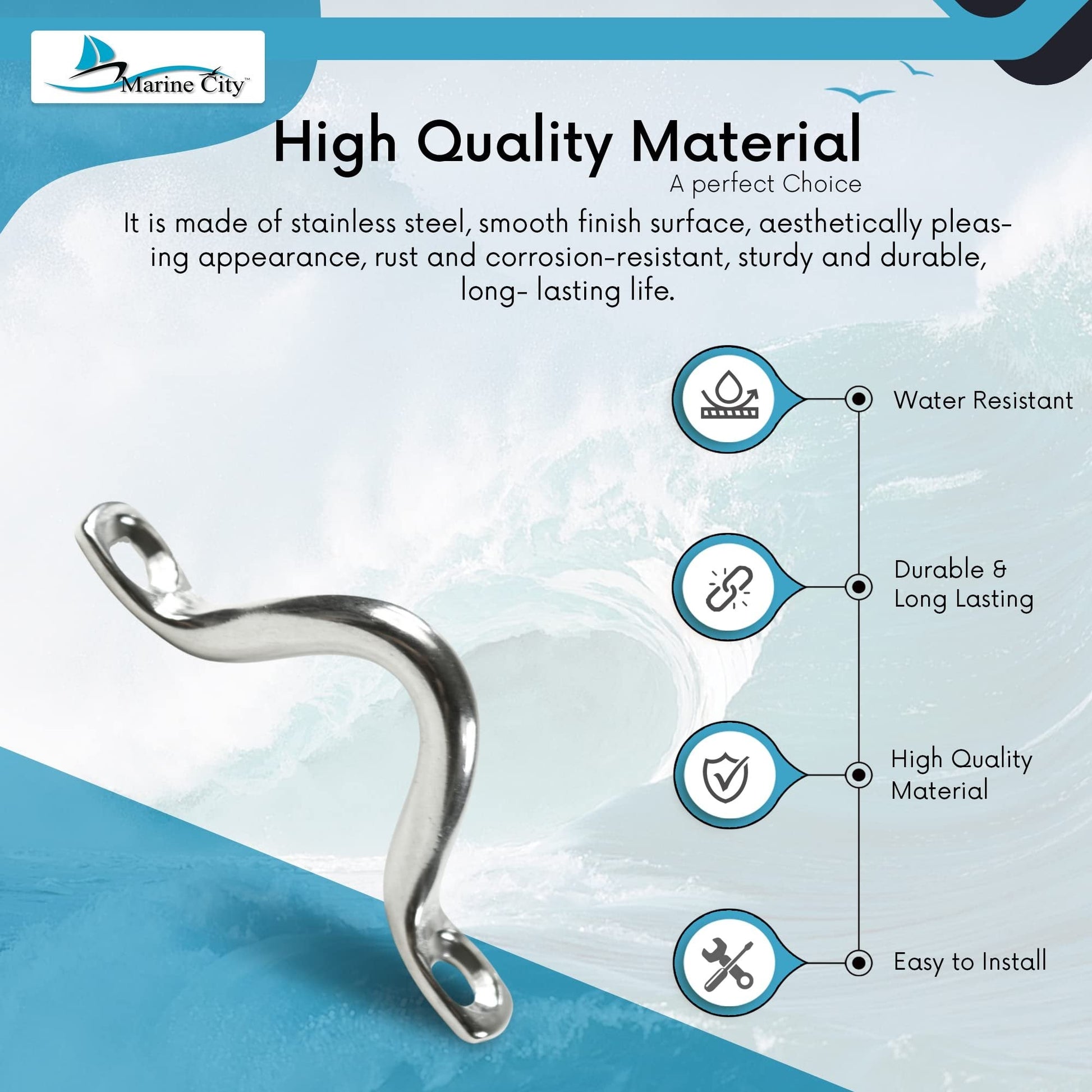 Marine City 304 Stainless Steel Bimini Boat Top Pad Eye – Sturdy & Durable Marine City Hardware