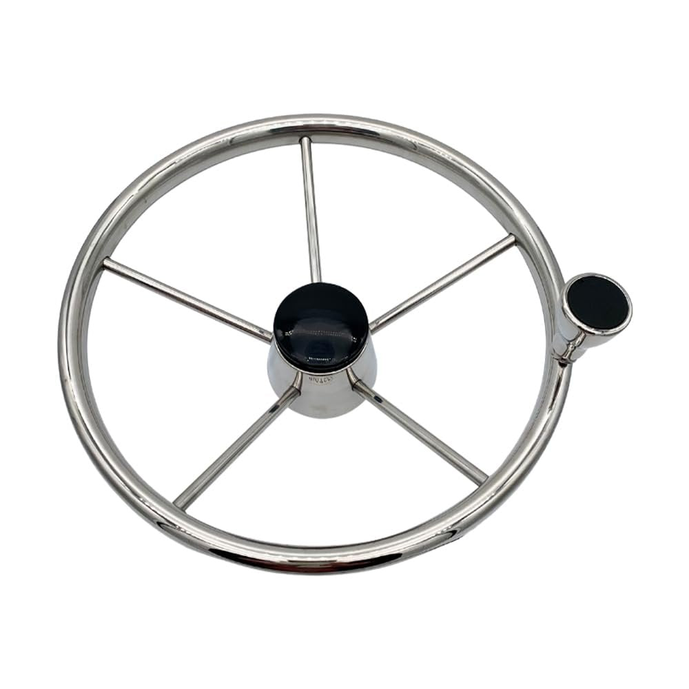 Marine City 5-Spoke Stainless Steel Steering Wheel – 13-1/2” Marine Helm Wheel MARINE CITY