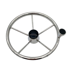 Marine City 5-Spoke Stainless Steel Steering Wheel – 13-1/2” Marine Helm Wheel