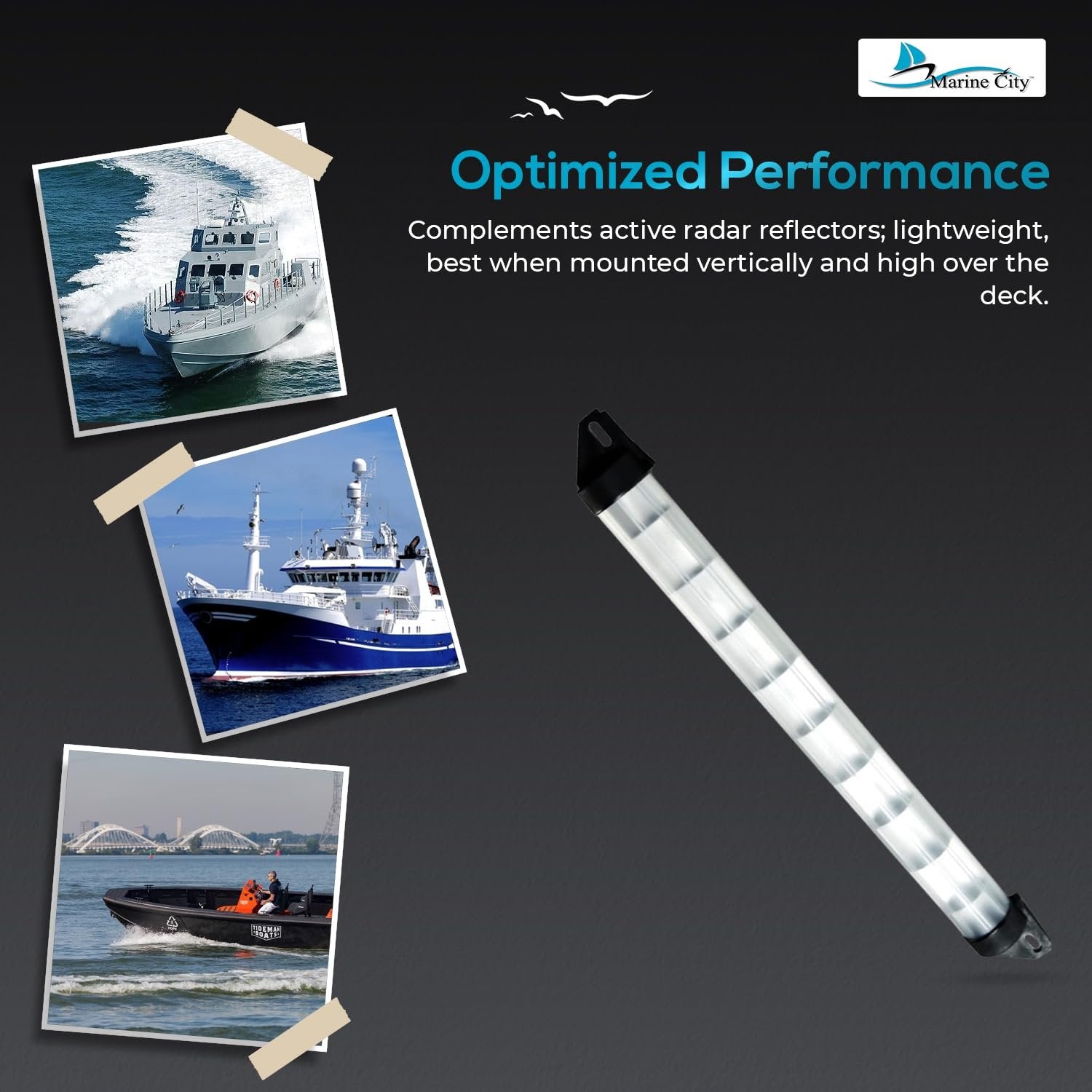 MARINE CITY 23” Aluminum Tube Type Radar Reflector – 25 SQ FT Reflective Area Marine City