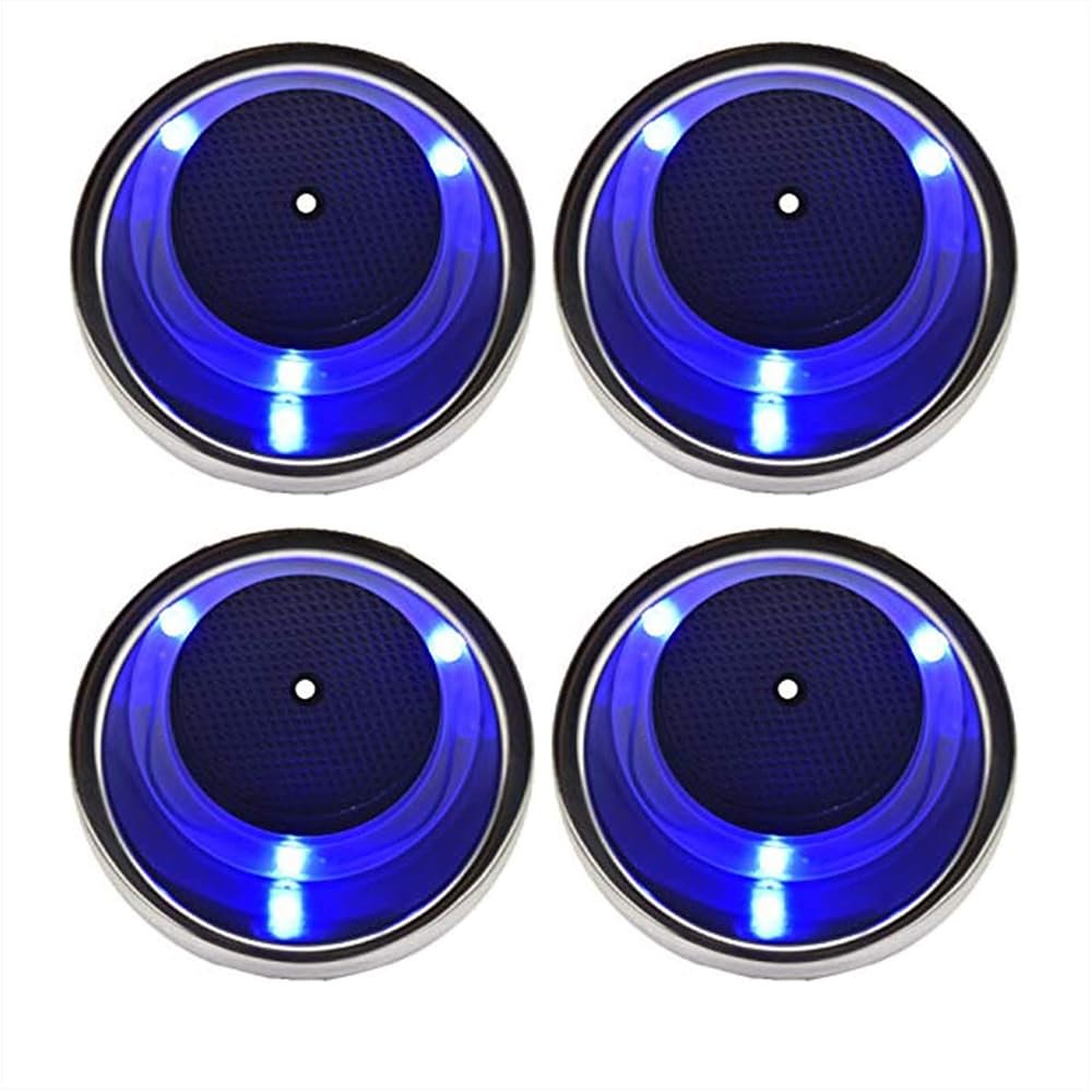 Marine City Portavasos de acero inoxidable con 3 LED azules, 12 V, 1 W, con drenaje (2 unidades)