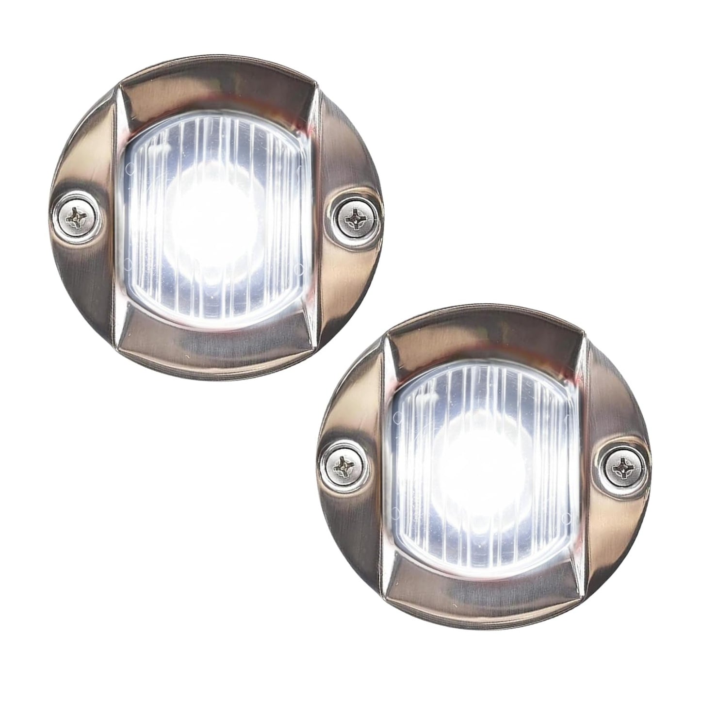 Marine City Flush Mount White LED Caution Light 18W, Stainless Steel (Pack of 2)