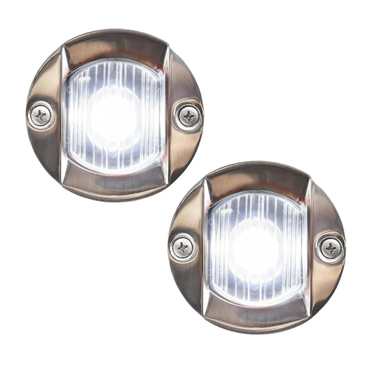Marine City Flush Mount White LED Caution Light 18W, Stainless Steel (Pack of 2)
