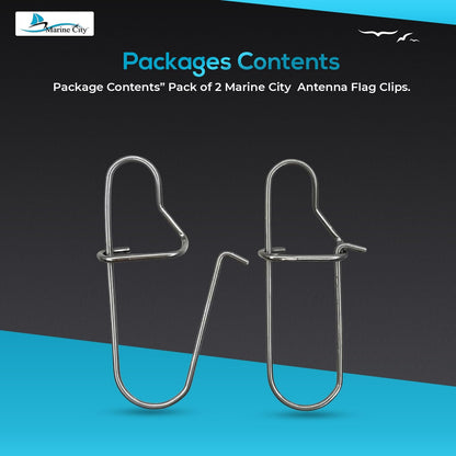 Marine City 304 Stainless Steel Antenna Flag Spring Clips – Rust-Proof (2 Pcs)
