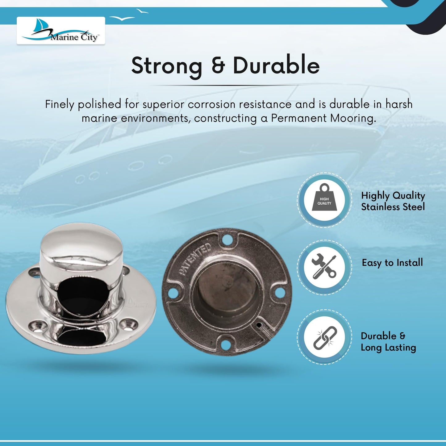 Marine City Stainless Steel Hinged Chain Deck Pipe – Durable, Functional Design