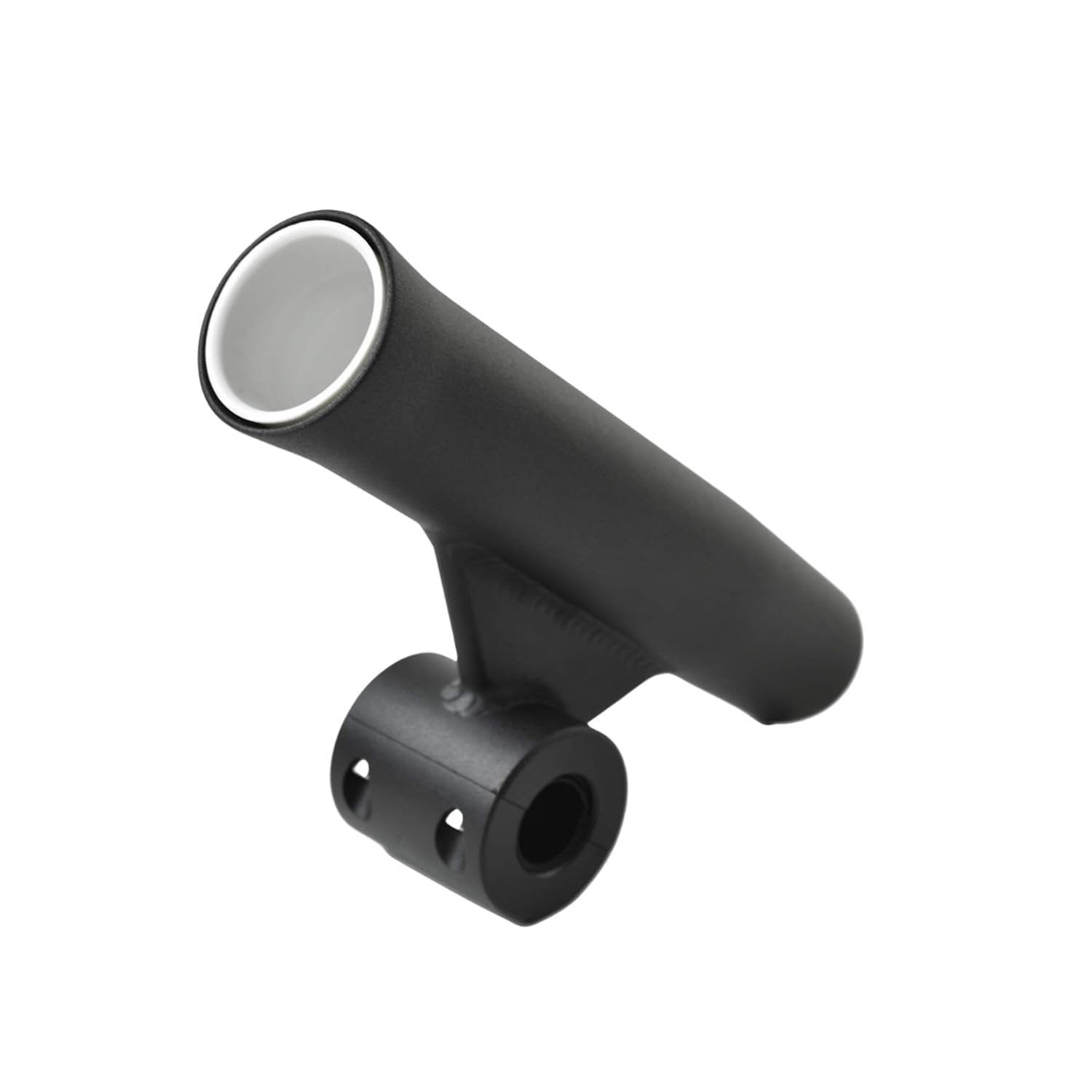 Marine City Soporte para caña de pescar con inserto de vinilo blanco soldado con acabado anodizado negro (longitud 10 pulgadas de diámetro 1-7/8 pulgadas)