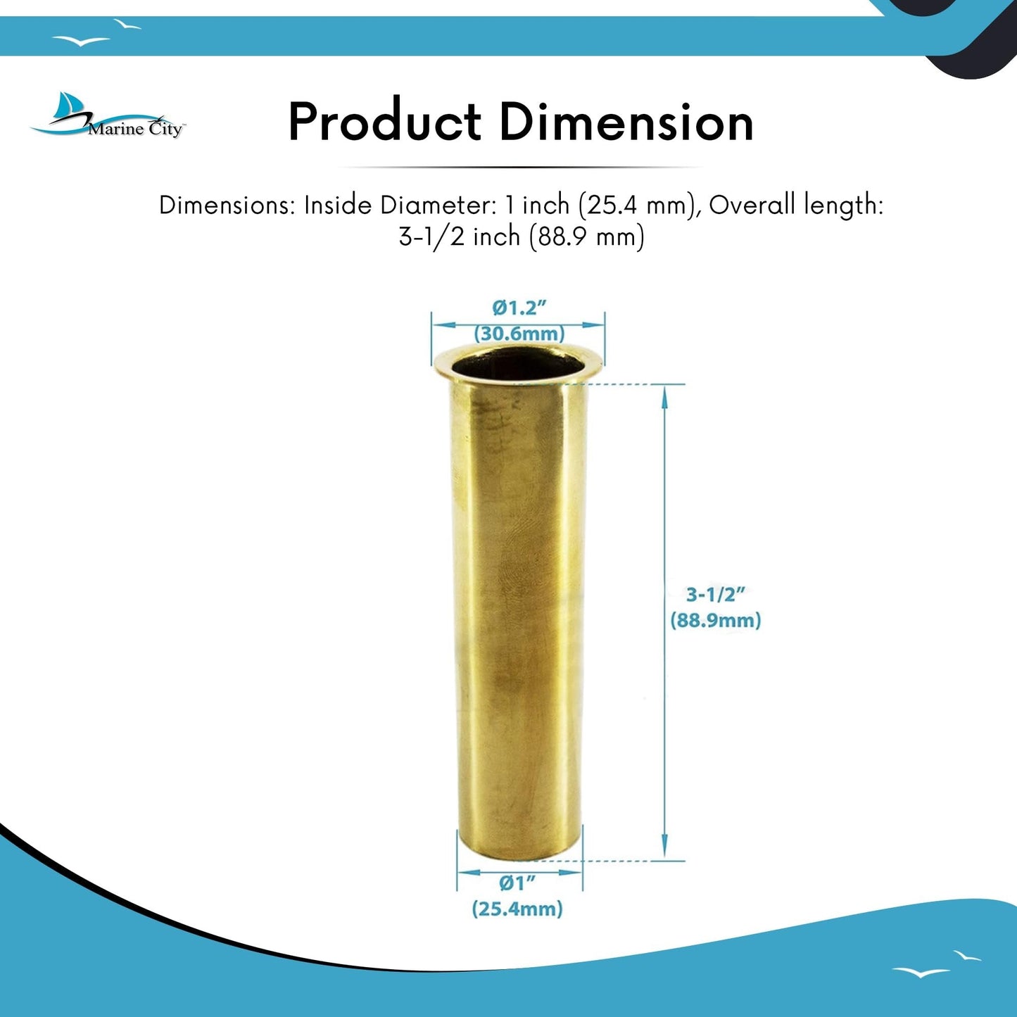 Marine City Brass Drain Tube – Corrosion-Resistant, Functional, 1” x 3-1/2” MARINE CITY