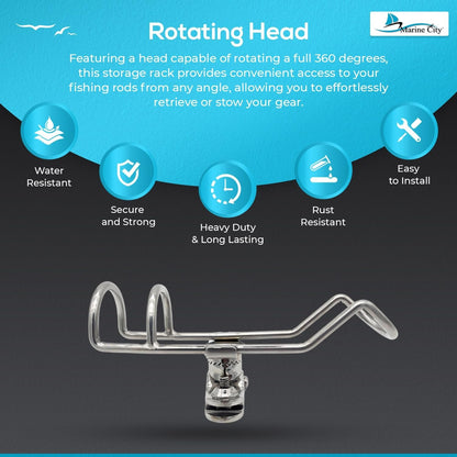 Marine City 304 Stainless Steel Fishing Rod Holder – Space-Saving Design MARINE CITY
