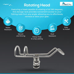 Marine City 304 Stainless Steel Fishing Rod Holder – Space-Saving Design